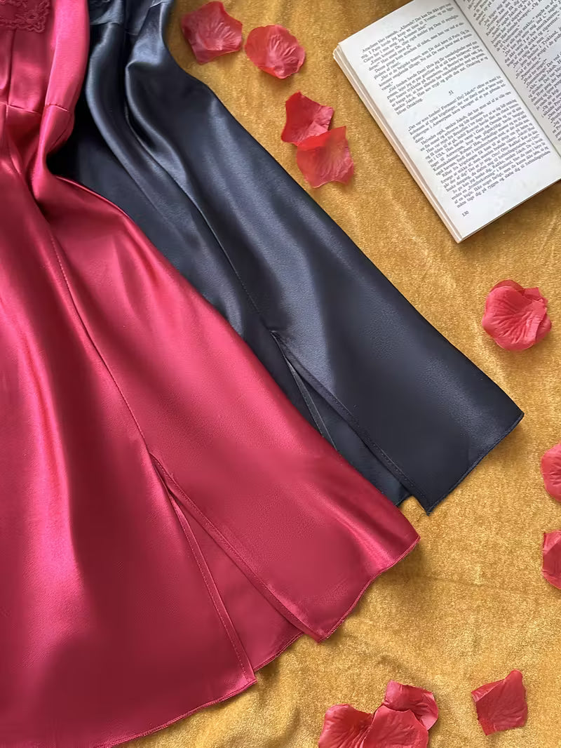 Women's Sexy Lace Trim Nightgown Set